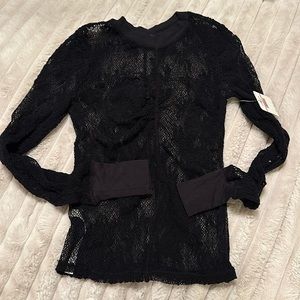 Free People Fishnet Crewneck top